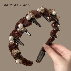 New Elegant Heavy Embellished Sequin Hairband Womens Fashionable Versatile Stylish Hair Clip High Hairline Headwear