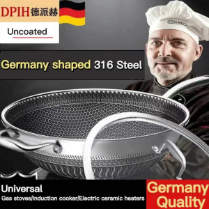 SG store German 316 stainless steel wok non-stick wok household seven-layer cooking uncoated