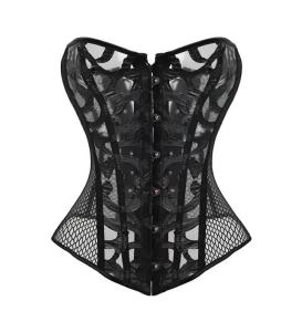 Áo Corset Đen Nữ Kiểu Overbust Ren Lưới Khoét Eo Tạo Đường Cong Quyến Rũ Chất Liệu Polyester Thích Hợp Cho Tiệc Tùng Hẹn Hò Khiêu Vũ.