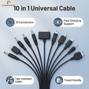 Portable 10 In 1 Multi-Function USB Charging Cable Universal Multi Plug Phone Charger Wire Compatible With All Android Smartphon