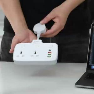 LDNIO SC2413 Universal UK Outlet 2 Auto-ID + 4 Port USB 20W PD & QC3.0 Power Socket (WHITE)