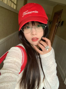 Mũ Bóng Chày Thêu Chữ Màu Đỏ Thời Trang Cho Nữ Mùa Xuân Hè Mũ Trùm Đầu Dáng Chữ V Có Viền Mềm Mại Thoải Mái