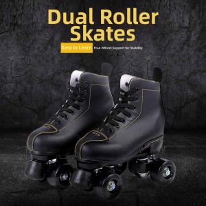 SHANNAIER | Black and White Flashing 4-Wheel Roller Skates