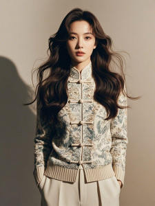 New Chinese Style Womens Knitted Sweater Base Layer Inner Wear Vintage High-End Feeling Fall Winter New Arrival Polyester Fiber