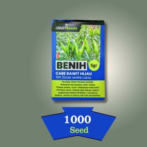 LOKALY SEEDS - 5gr & 10gr  (1000 - 2000 Butir) Cabe Rawit Hijau Tipe Tegak Asli Murni Khas Lokal - cocok ditanam di dataran rendah - tinggi tumpang sari tanam benih langsung 1gr 200 - 2gr 400 biji seed Hidroponik Benih Bibit Cabai rawit Lalap Super lebat
