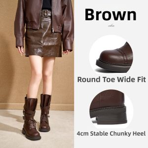 Josiny | Thick Heel Mid Calf Cowboy Boots 2025 New Winter