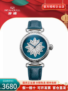 Seagull Automatic Mechanical Watch for Women Silver Floral Artist Series 719.38.8102L Luxury round Dial Leather Strap Wristwatch