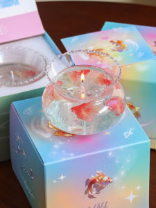 Hộp Quà Tặng Nến Thơm Mèo Cá Vàng the Floating Gold Jumping Candle Aromatherapy Dream Fish Birthday Gift for Women Desktop Decor