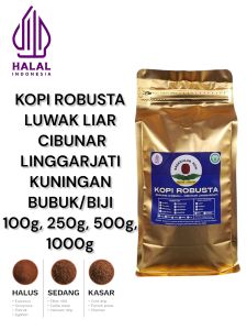 Kopi Robusta Luwak Liar Biji/Bubuk Cibunar Linggajati Kuningan Jawa Barat gunung Ciremai Sasadulur kopi