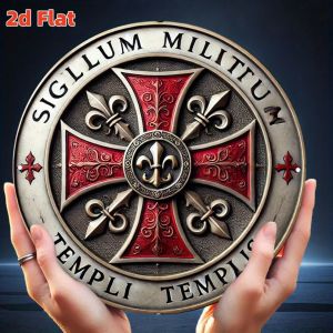 **Knights Templar Emblem Metal Sign - 7.79x7.79 Inch Round Medieval Wall Art for Study Game Room Durable Indoor/Outdoor Decor**
