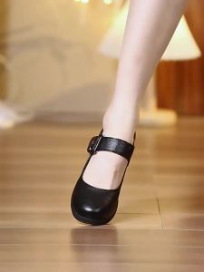 Kasut tarian profesional ballroom latin tarian kasut wanita heel tinggi mary jane kasut untuk wanita menari kasut merah hitam