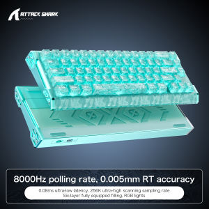 ATTACK SHARK | ATTACK SHARK R68HE Magnetic Gaming Keyboard 66 Keys Wired 8000Hz Rapid Trigger 0.005mm Hall Effect RGB Hot Swap Low Latency