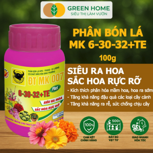 Phân Bón Lá Đầu Trâu 6-30-32+TE GreenHome Hũ 100gr MK 007 Siêu Ra Hoa Màu Rực Rỡ Chuyên Hoa Lan Hồng