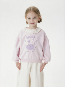 Marc&Janie | Sweet and Charming Lamb Trimmed Collar Sweatshirt