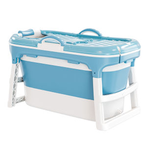 Foldable Plastic Bath Tub Adult And Child Bath Barrel Home Use Full Body Bath Bucket Sitting Design Simple Style with Cover