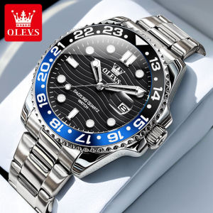 OLEVS 3610 Men Fashion Quartz Watch Gift Round-dial Stainless Steel Watchband Wristwatch Calendar Luminous