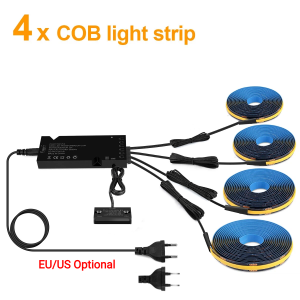 1-10PCS 12V Black COB LED Strips With Smart Double Door Sensor Switch Cabinet Light Set for Kitchen Under Cabinet Wardrobe