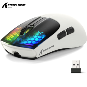 ATTACK SHARK | ATTACK SHARK X5 Wireless Gaming Mouse Tri-Mode Bluetooth 2.4G USB-C Wired PAW3212 RGB Honeycomb 49g Lightweight Rechargeable