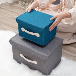 Folding fabric Storage Box Large Capacity Flip Lid Clothes Organiser Home Supplies Clothing Underwear Sock Toy Storage Cosmetics