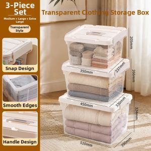 deli | Transparent Large Capacity Foldable Cloth Storage Box