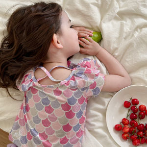 New Childrens Swimsuit Girls Separate Cute Mermaid Short Sleeve Swimming Suit Baby Quick Dry Sun Protection Swimwear