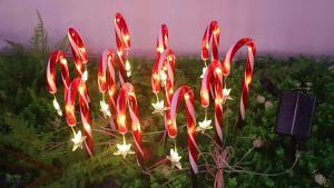 SXH  Solar Lawn Light Outdoor Glowing Star Snowflake Cane Christmas Light Garden Villa Decoration Ground Stake Light