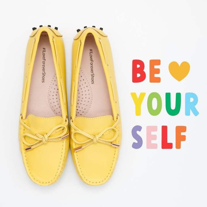 Forever Shoes - Classy in Yellow หนังวัวแท้ สีเหลืองอ่อนๆ เพิ่มความ ...