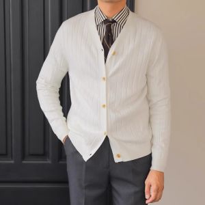 British Retro Fancy Long Sleeves Knitwear Outwear Mens Cardigan Fall Easiest for Match Business Casual Stripes Sweater