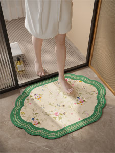 Absorbent Bathroom Mat Soft Silicon Dendroid Home Use Anti Slip Quick Dry Toilet Floor Pad Geometric Pattern Machine Washable