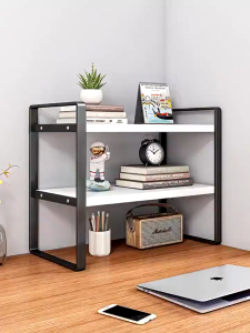 LULU Multi Layer Desktop Storage Rack Office Desk Study Table Layered Shelf Iron Art Student Dorm On Table Small Bookcase Home School Office Organizer