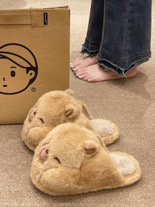 Adorable Cartoon Koala Slippers Womens Winter New Indoor Home Plush Warm Headed Anti-slip Slippers Comfortable Roman Style