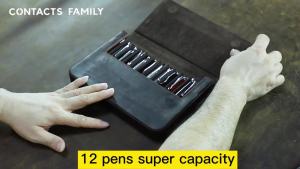 CONTACTS FAMILY | Cao Cấp Da Thật Chính Hãng Da 12 Khe Cắm Bút Máy Ốp Lưng Hộp Văn Phòng Học Văn Phòng Phẩm Bút Túi Bảo Quản Giá Đỡ Có Thể Tháo Rời Khay Đựng Bút