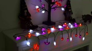1pc LED Halloween String Lights Bat Ghost Pumpkin Decorative Lamp Battery Operated Festival Lights For Halloween Party Decor