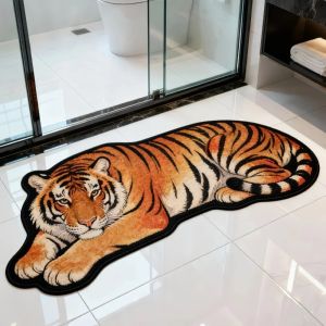 VIKAMA 2D Tiger Anti-slip Carpet - Bathroom Door Mat - Soft and Comfortable Entrance Rug - Home Decoration