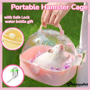 AP AIMAYAPET Hamster Cage with Safe Lock Panoramic Sunroof Hamster Travel Cage with Water Bottle and Handle