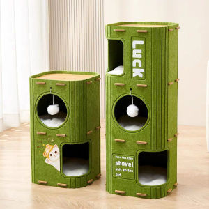 4in1 Felt Cat Bed 3-Tier Anti Scratch Odorless Large Cat House with Cat Toy Katil Tempat Tidur Khemah Kemah Kucing