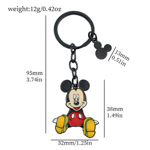 Disney Classic Mickey Mouse Keychain Backpack School Bag Metal Enamel Minnie Anime Pendant Keyring Creative Gift