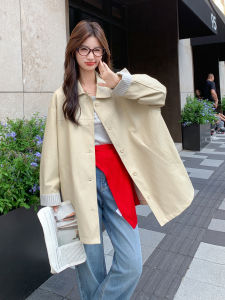 Light Khaki British College Style Loose Feel Womens Coat 2025 Autumn New Small Size Versatile Coat Korean Style Commute