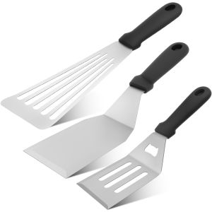 3 ชิ้นสแตนเลสสตีลทอดปลา Spatulas สําหรับห้องครัวทนความร้อนขนมหวาน Spatulas Incisive Edge เสิร์ฟ Spatulas สําหรับ BBQ