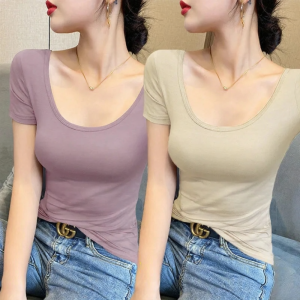 Lieoyuarn | Slim Fitted Round Neck Short Sleeve Womens T-shirt