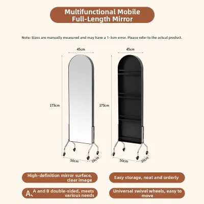Rotatable Full-body Standing Mirror Organizer