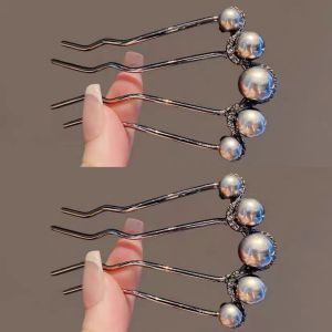 Pearl U-Shaped Hair Pin Womens Fancy Black Hair Comb Hair Clasp Chinese Ancient Style New Chinese Style Hairpin Hairpin Hair Clasp Handy Gadget Headdress