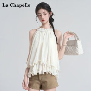 La Chapelle | Ruffled Wooden Ear and Neck-Hooked Sleeveless Tank Top
