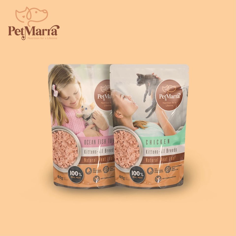 PetMarra Natural Meat Loaf Kitten / Cat Wet Food Pouch Oceanfish Tuna Chicken Salmon Flavor 80g Collection cats pouches