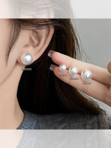 Elegant 999 Pure Silver Pearl Stud Earrings Womens Fashion Jewelry Ear Caring Hole Luxury Sensation Quality Ear Jewelry