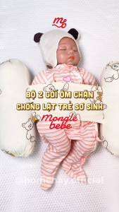 Bộ 2 Gối Ôm Chắn Chống Lật Chống Giật Mình Cho Bé Sơ Sinh Muslin Cotton Mềm Mịn Mongle Bebe Hàn Quốc
