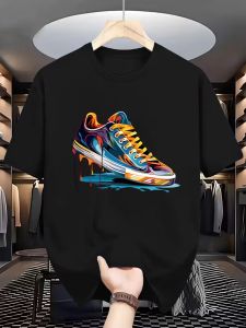 Herren Sneaker-Print T-Shirt – Urban Streetwear Hip-Hop Style mit Sneaker-Sohle & Sneaker-Oberteil-Muster 100% weicher atmungs