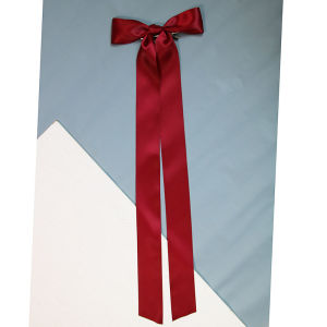 Cyndi Wang Same Style Black Three-Dimensional Long Streamer Bows Barrettes Side Back Head Hairpin Ribbon Pure Color Clip