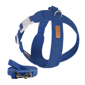 BORORO Dog Harness Leash Set X Back Pressure Relief Suede Fabric V Neck Design Zinc Alloy D Ring Adjustable Strap
