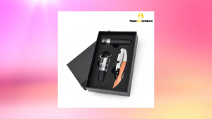 3-in-1 Premium Wine Opener Gift Set with Pourer and Vacuum Stopper [Made For Drinkers]
